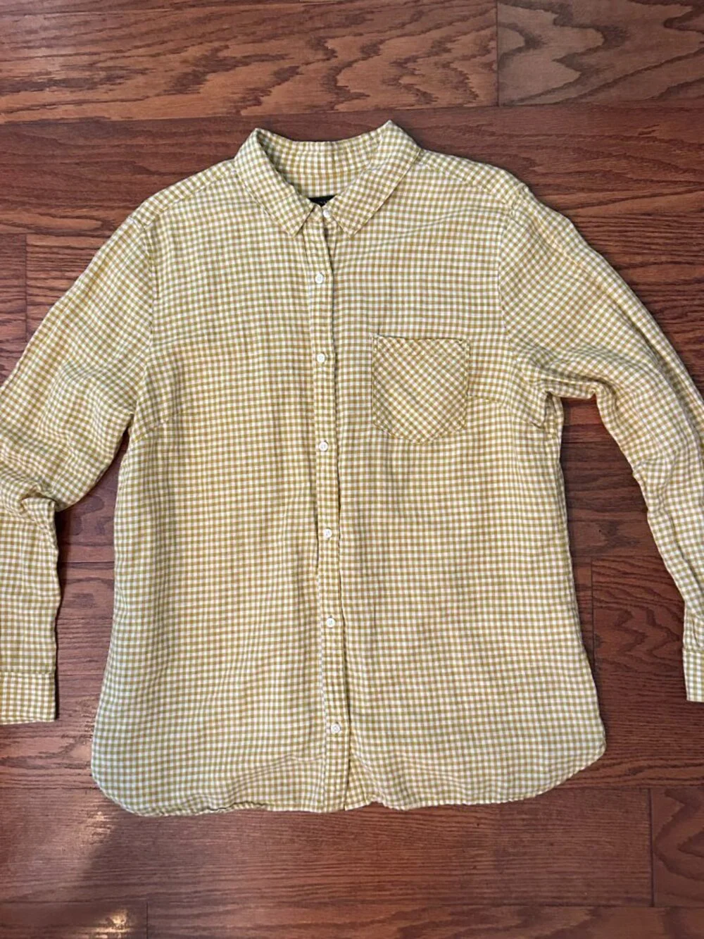 Banana Republic Mens Linen Blend Gingham Check Long Sleeve Size XL Button Up